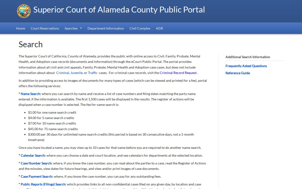 Union City people search Alameda eCourt portal