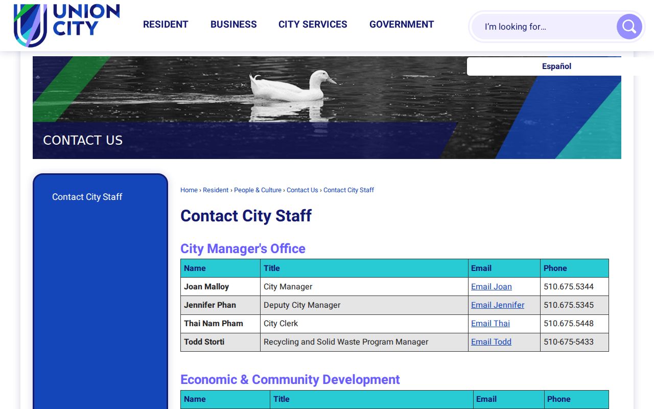 Union City people directories staff contact listings