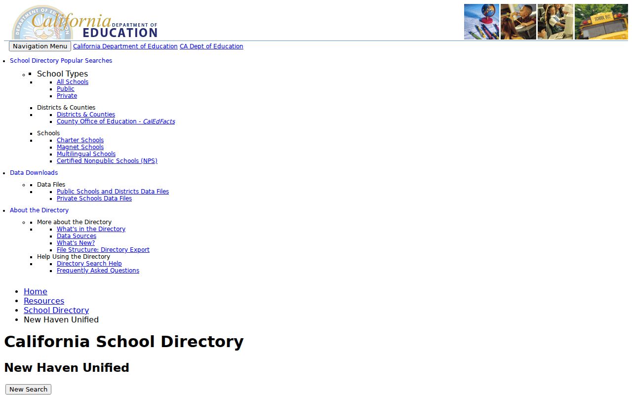 Union City people directories New Haven Unified CDE listing