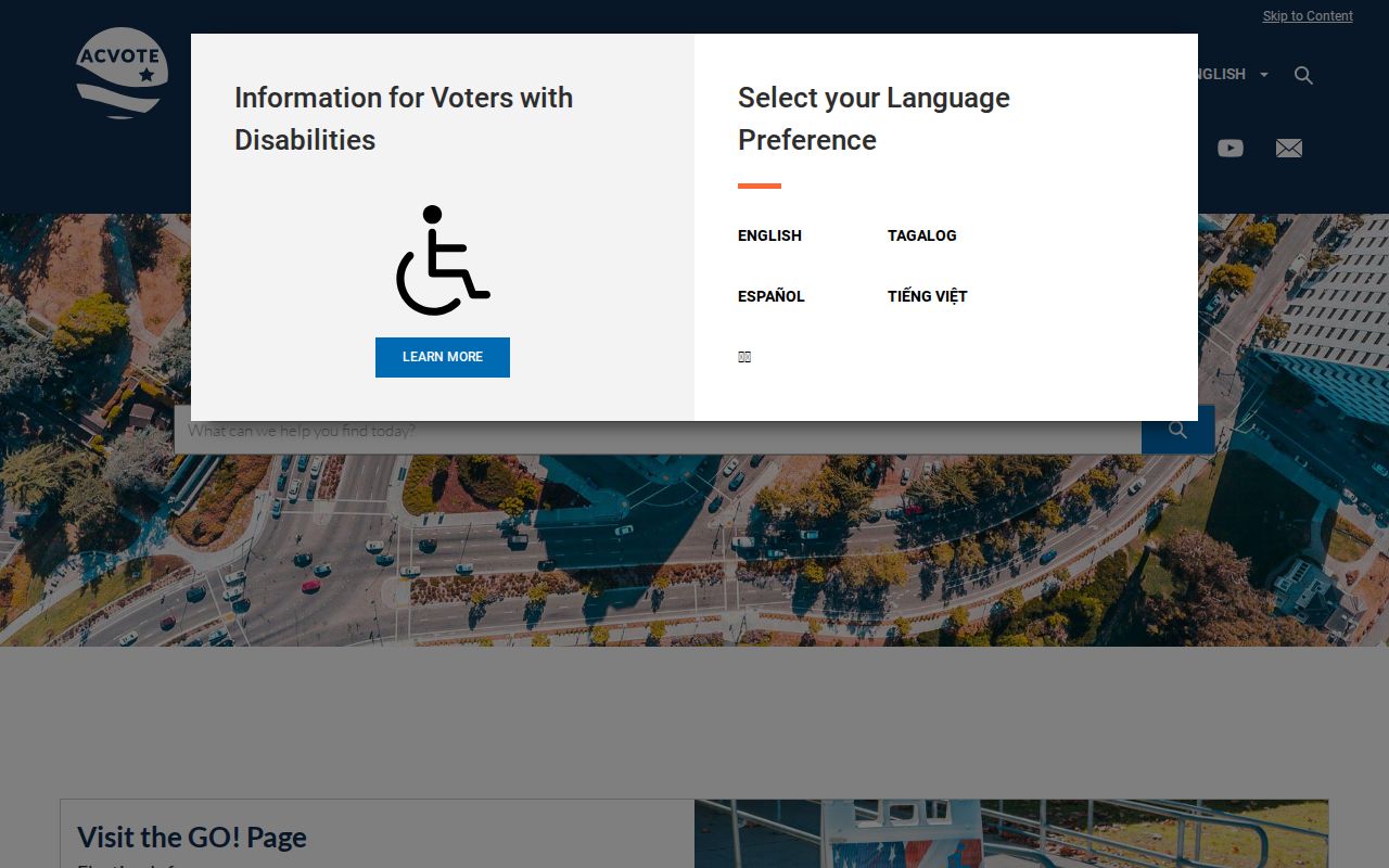Union City voter records gateway at Alameda County Registrar of Voters